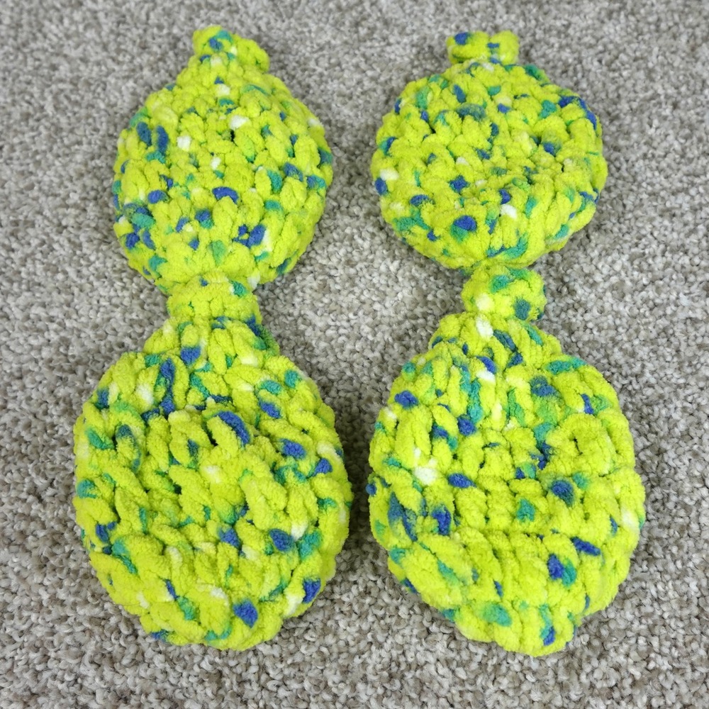 Handmade Reusable Crochet Water Balloons Neon Lime Green Speckled Set of 2